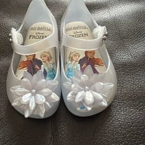 NEW mini melissa Disney Frozen Girls' Shimmer White Jelly Mary Jane Shoes size 6